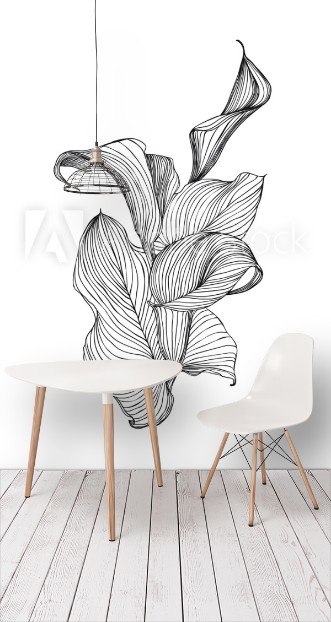 Afbeeldingen van Engraving hand drawn illustration of flower calla